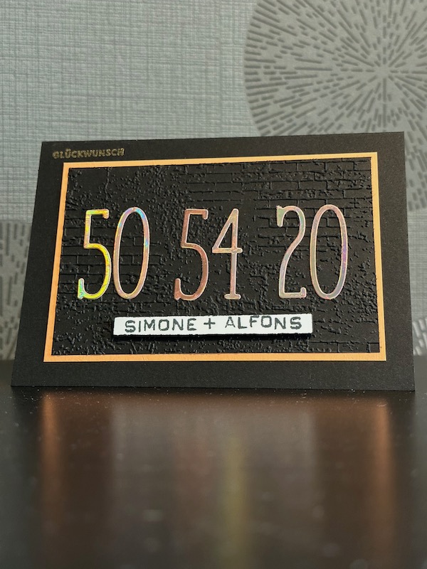 Schimmernde Zahlen auf schwarzem Grund zu Geburtstagen und zum Hochzeitstag. Selbst gemachte Karte mit Material von Stampin Up zum Geburtstag und zum 20. Hochzeitstag
