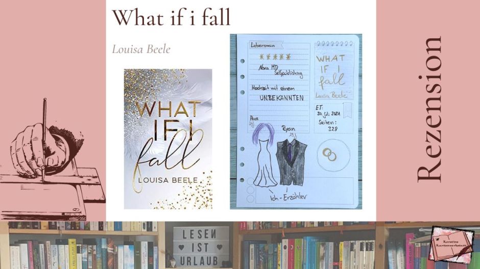 Cover und Sketchnotes zur Rezension vom Liebesroman: What if i fall von Luisa Beele