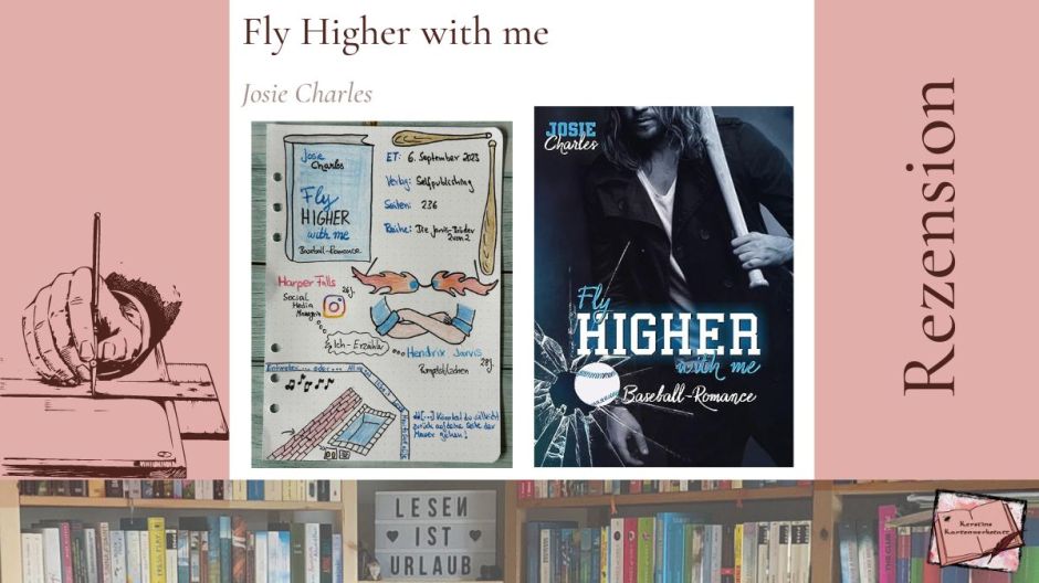 Beitragsbild mit Cover und Sketchnotes zur Rezension von: Fly Higher with me von Josie Chalres