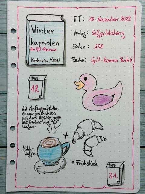 Sketchnotes zur Rezension vom Sylt Roman: Winterkapriolen von Katharina Mosel
