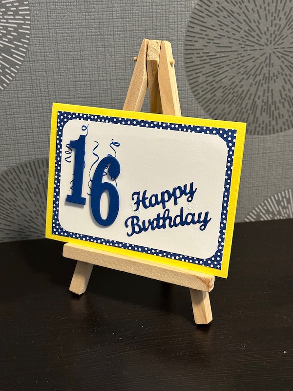 handgemachte Karte zum 16. Geburtstag für mein Patenkind