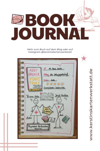 Lesetagebuch mit Sketchnotes zur Rezension vom Liebesroman: Yours Truly von Abby Jimenez erschienen bei dtv