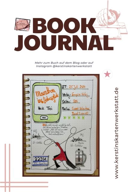 Lesetagebuch mit Sketchnotes zur Rezension vom Liebesroman: Marathon ins Liebesglück von Heidi Troi erschienen im Empire Verlag. Band 9 der Reihe Sweet Valentine