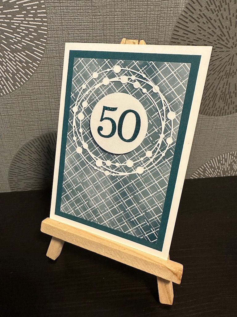 Karte zum 50. Geburtstag in Pfauengrün mit Ring gestaltet von Kerstins Kartenwerkstatt mit Produkten von Stampin Up