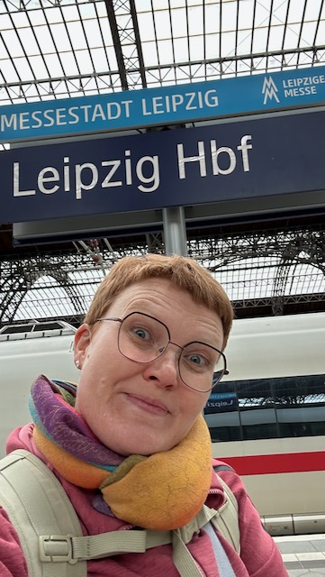 Ein Foto von mir bei der Ankunft in Leipzig