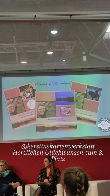 Screenshot von der Verleigung des Blogger Award des Selfpublisher Verbands. Der dritte Platz geht an Kerstins Kartenwerkstatt
