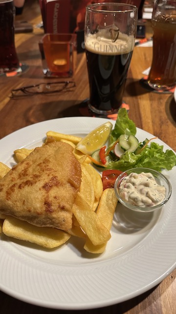 Fisch und Pommes im Morrisons Irish Pub beim Bloggerlounge Treffen vom Selfpublisher Verband