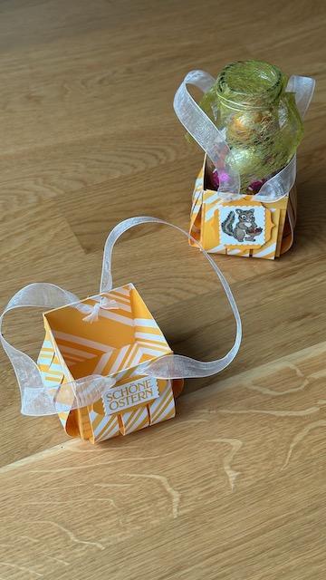 Osterkörbchen gebastelt mit Material von Stampin Up in Mangogelb