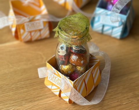 Osterkörbchen gebastelt mit Material von Stampin Up in Mangogelb