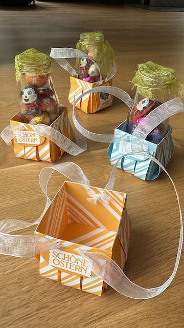 Osterkörbchen gebastelt mit Material von Stampin Up in Mangogelb