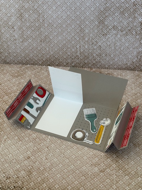 Horizontal Curtain Fund fold Card für Männer zum Geburtstag mit Werkzeug gebastelt mit Material von Stampin Up von Kerstins Kartenwerkstatt