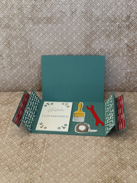Horizontal Curtain Fund fold Card für Männer zum Geburtstag mit Werkzeug gebastelt mit Material von Stampin Up von Kerstins Kartenwerkstatt
