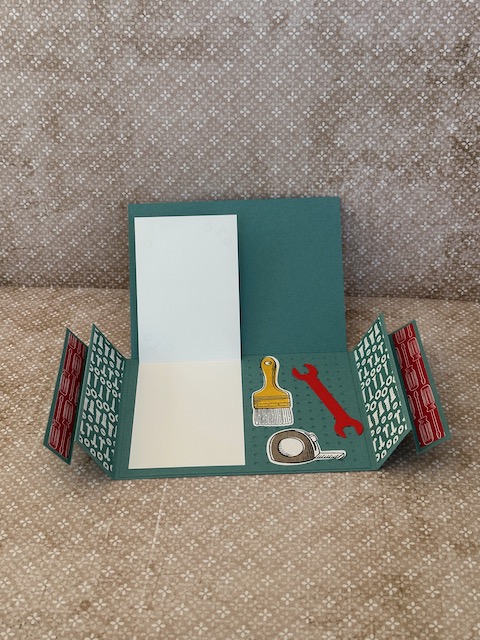 Horizontal Curtain Fund fold Card für Männer zum Geburtstag mit Werkzeug gebastelt mit Material von Stampin Up von Kerstins Kartenwerkstatt