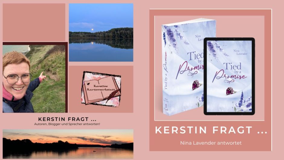 Zu sehen ist das Buch: Tied by a Promise von Nina Lavender auf dem Beitragsbild zum Interview mit der Autorin