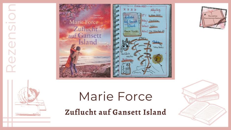 Beitragsbild zur Rezension mit Cover und Lesetagebuch vom Liebesroman: Zuflucht auf Gansett Island von Marie Force erschienen im Montlake Verlag