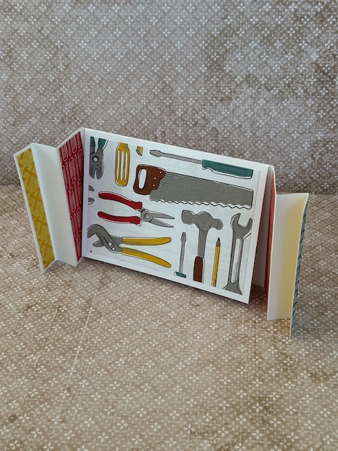 Glückwunschkarte mit Werkzeug zum Hinstellen gebastelt mit Stampin Up Produkten von Kerstins Kartenwerkstatt