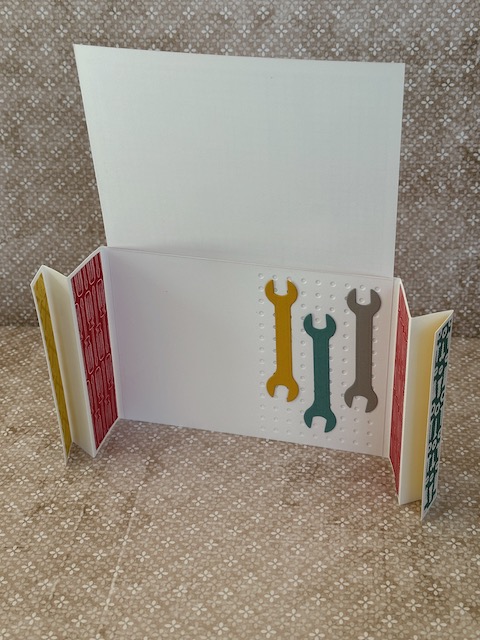 Glückwunschkarte mit Werkzeug zum Hinstellen gebastelt mit Stampin Up Produkten von Kerstins Kartenwerkstatt