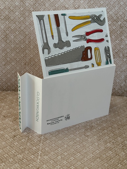 Glückwunschkarte mit Werkzeug zum Hinstellen  gebastelt mit Stampin Up Produkten von Kerstins Kartenwerkstatt