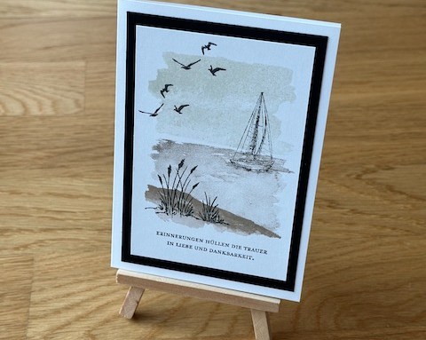 Trauerkarte Landschaft mit Segelboot selbstgebastelt mit Produkten von Stampin Up