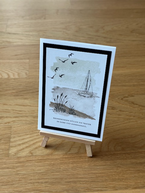 Trauerkarte Landschaft mit Segelboot selbstgebastelt mit Produkten von Stampin Up